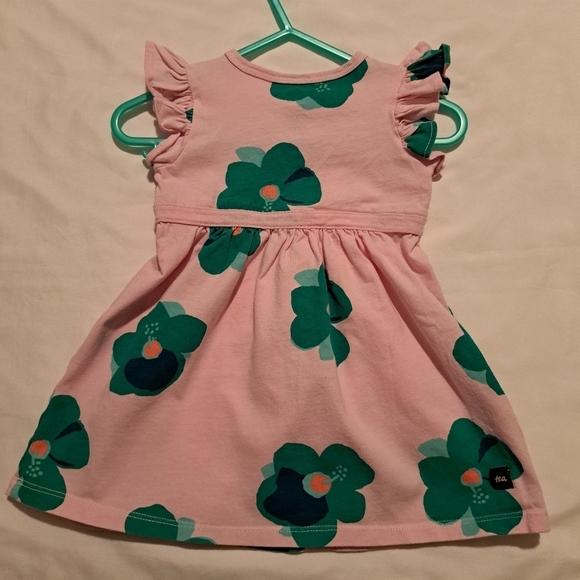 Tea Collection dress size 9-12 months pink with green flowers - Picture 2 of 4